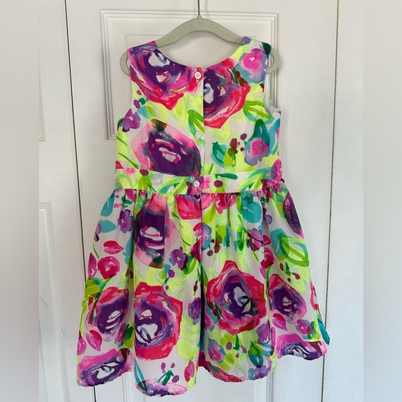 The Children’s Place Neon Floral Girls Party Dress Spring Flowers 3T Toddler - Picture 4 of 11